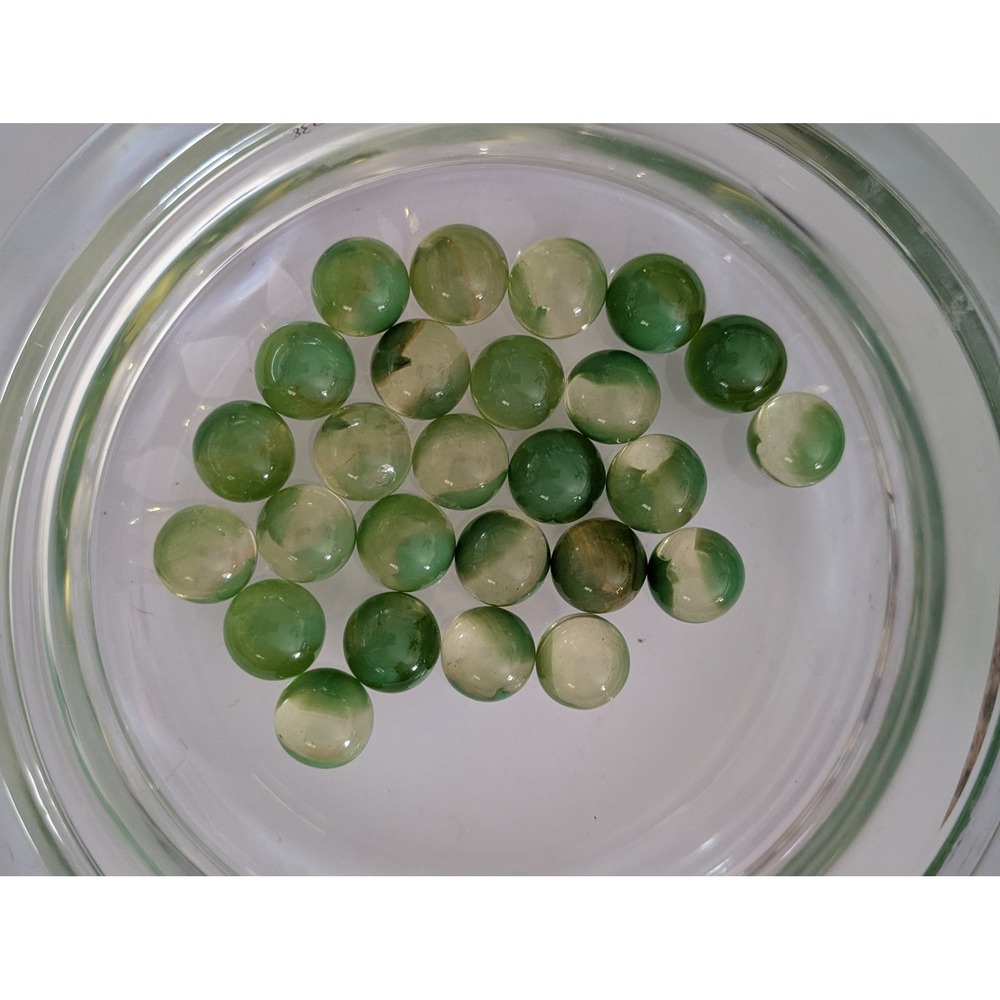 26 Vintage Uranium Glass Marbles Green Catseye UV Glow Vaseline Glass Lot